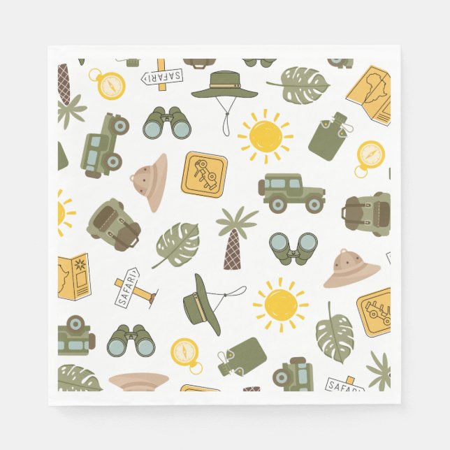 Kid's Safari Birthday Party Napkins (Front)