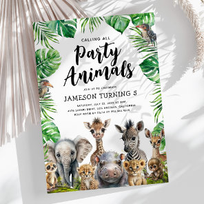 Kids Safari Party Animals Birthday Invitation