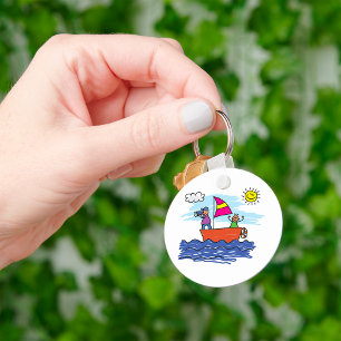 Kids Sailing Adventure Doodle Boat Keychain