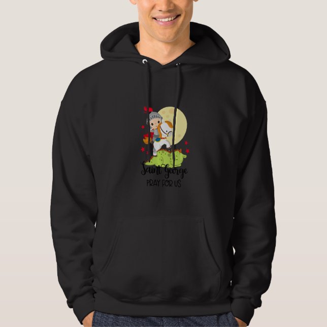 Kids Saint George Pray For Us Catholic Baby Baptis Hoodie (Front)
