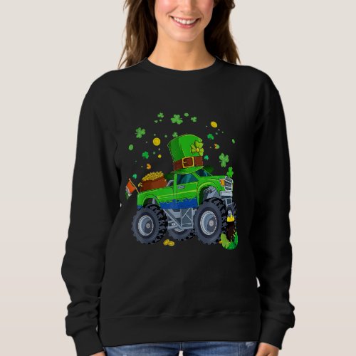 Kids Saint Patricks Day Funny Monster Truck for Bo Sweatshirt