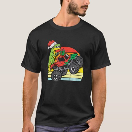 Kids Santa Monster Truck Dino Xmas Toddler Boys Ch T_Shirt