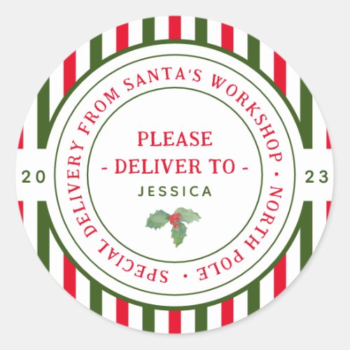 Kids Santas Workshop North Pole Christmas Gift  Classic Round Sticker
