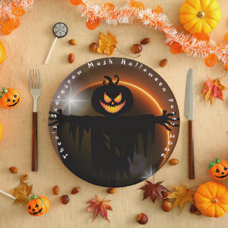 Kids Scarecrow Mash Halloween Paper Plate