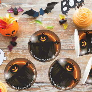 Kids Scarecrow Mash Halloween Party Round Paper Coaster