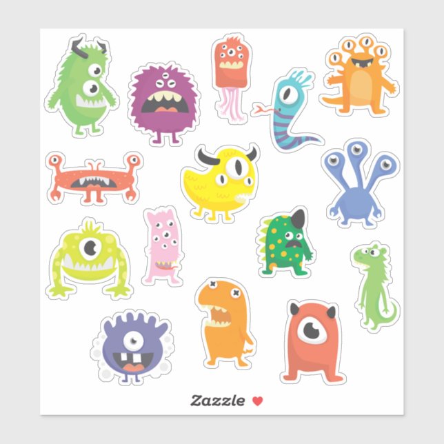 Kids Scary Not Scary Cute Monsters Sticker (Sheet)