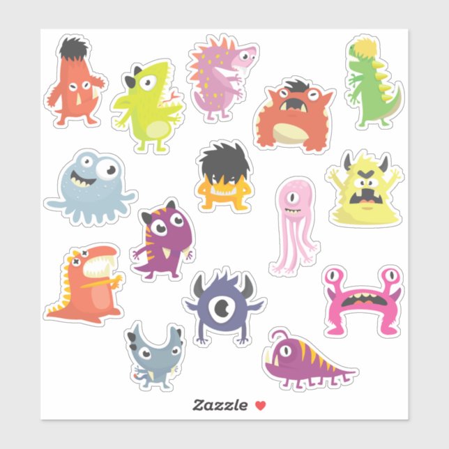 Kids Scary Not Scary Goofy Monsters Sticker (Sheet)