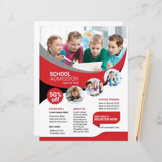 Kids School Admission Flyer (Front/Back In Situ)
