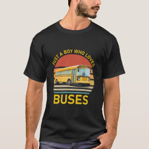 Kids School Bus Costume Just a Boy who loves Buses T-Shirt