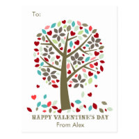Kids School Classroom Valentine Cards Modern Tree