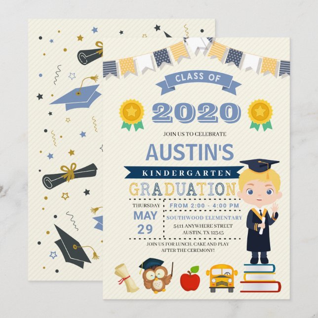 Kids School Graduation Announcement Invitation (Front/Back)