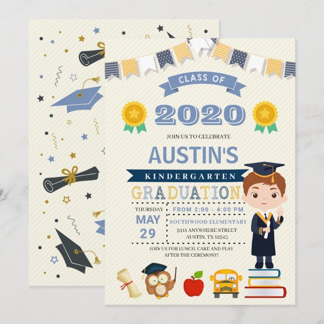 Kids School Graduation Announcement Invitation (Front/Back)