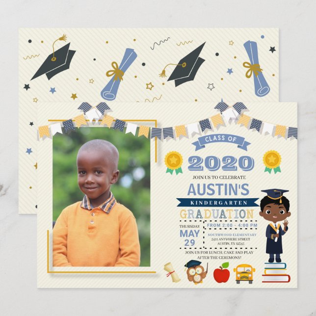 Kids School Graduation Photo Invitation (Front/Back)