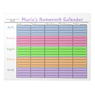 Kids School To Do List Colorful Calendar Graph Notepad