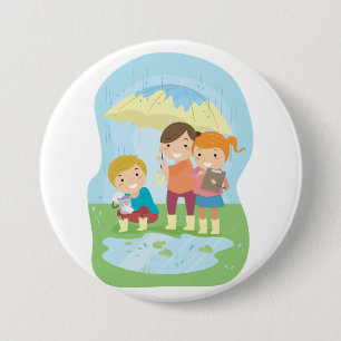 Kids Science Nature Study in Rain Button