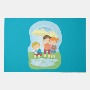 Kids Science Nature Study in Rain Doormat