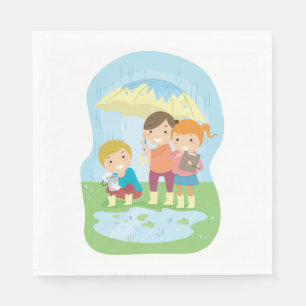Kids Science Nature Study in Rain Napkins