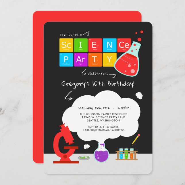 Kids Science Party Invitation (Front/Back)