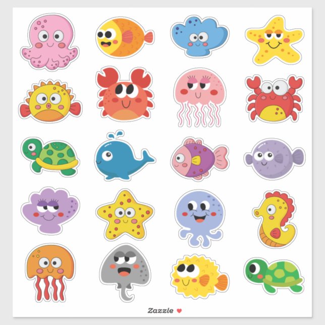 Kids Sea Creatures Sticker (Sheet)
