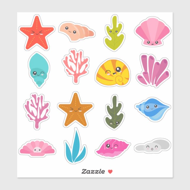 Kids Seashells Sticker (Sheet)