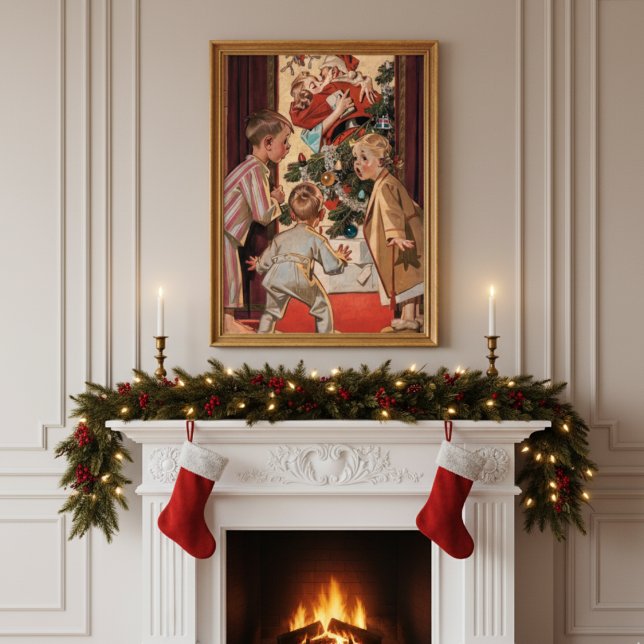 Kids See Mom Kissing Santa Claus Vintage Poster (Kids See Mom Kissing Santa Claus Vintage Poster)