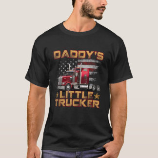 Kids Semi Truck Boys Gift Daddy s Little Trucker F T-Shirt