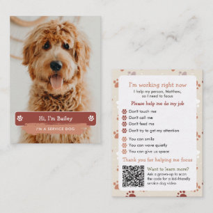 Kids Service Dog Etiquette Explaination Calling Card