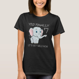 Kids Seven 7th Birthday Party Cake Elephant Zookee T-Shirt