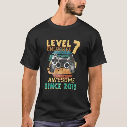 Kids Seven 7yr Bday Son Boy  Gamer 7th 7 Years Old T_Shirt