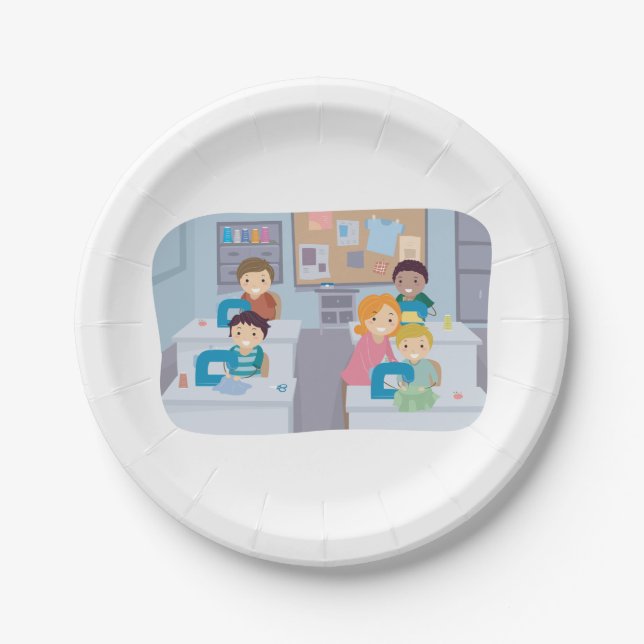 Kids Sewing Class Fun Crafting and Learning  Paper Plates (Front)