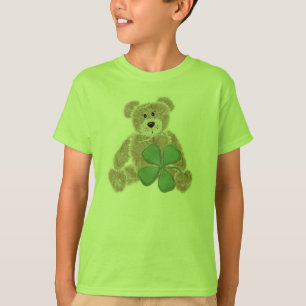 Kids shamrock bear St. Patricks day tee