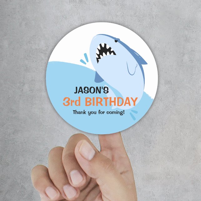 Kids Shark Birthday Party Boy Supplies Favors Classic Round Sticker (Kids Shark Birthday Party Boy Supplies Favors Classic Round Sticker
)