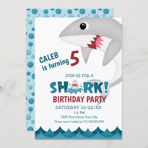 Kids Shark Birthday Party Invitation