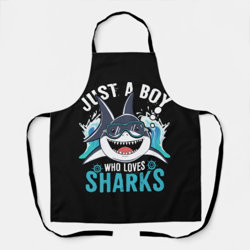 Kids Shark Lover Just A Boy Who Loves Sharks Ocean Apron