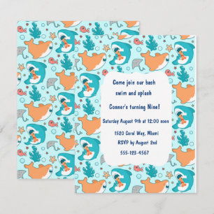 Kids Shark Party Invitations Digital Download