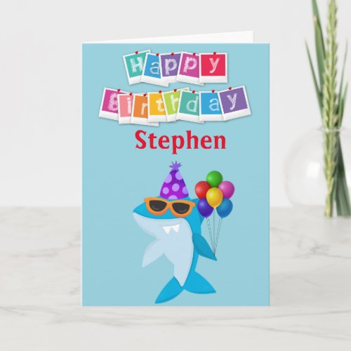 Kids Shark Personalized Custom Birthday Card