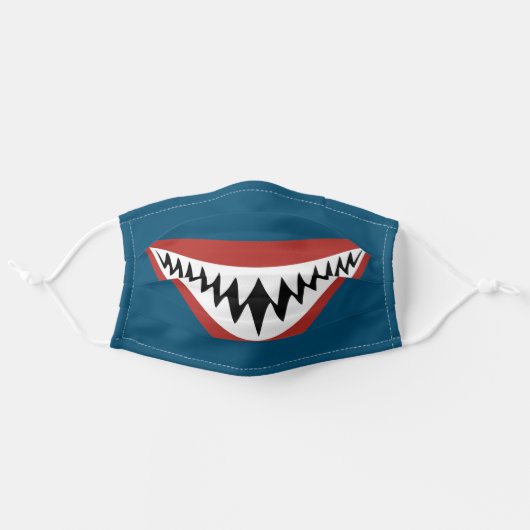 KIDS SHARK TEETH SMILE ADULT CLOTH FACE MASK (Front, Unfolded)