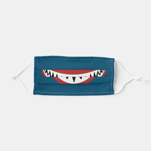 KIDS SHARK TEETH SMILE ADULT CLOTH FACE MASK (Front, Folded)