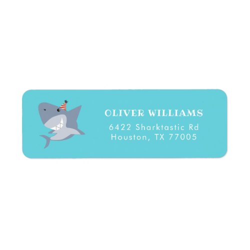 Kids Shark Theme Party Return Address Label