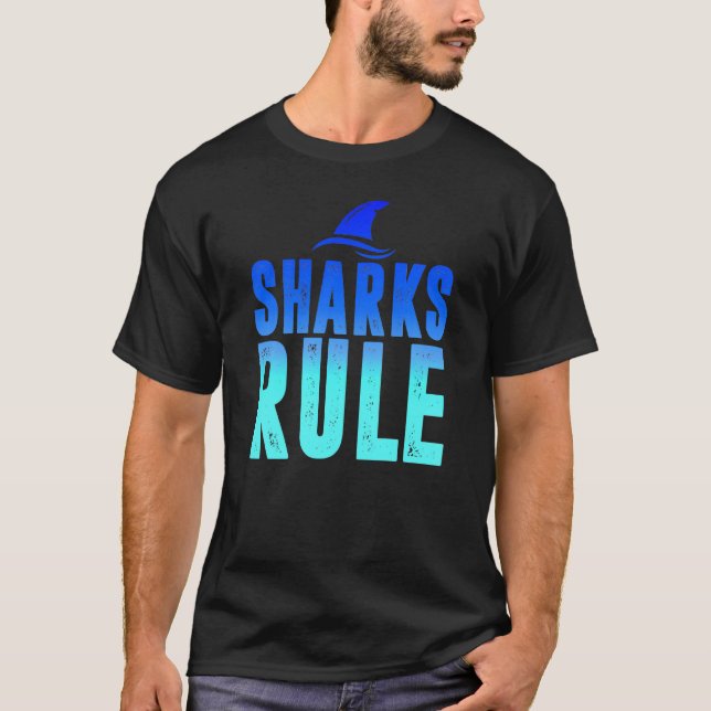 Kids Sharks Rule Shark Boys Girls Kids Tween Beach T-Shirt (Front)