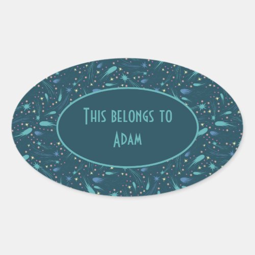 Kids Shooting Star Comet Starry Sky Starlight Oval Sticker