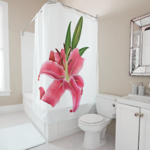 Kids Shower Curtain Pink Lily Floral