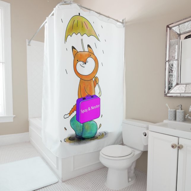 Kids Shower Curtain Spay & Neuter Cats Felines (In Situ)