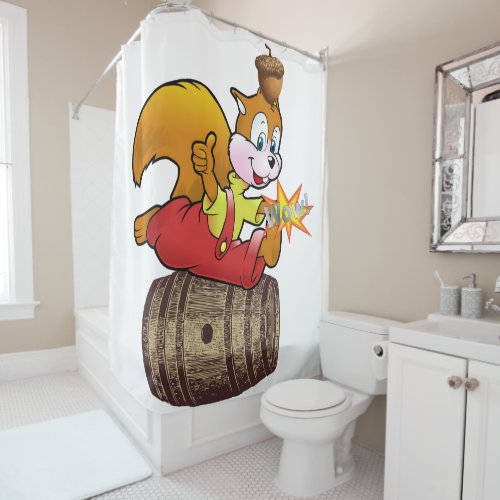 Kids Shower Curtain Squirrel Acorn Barrel