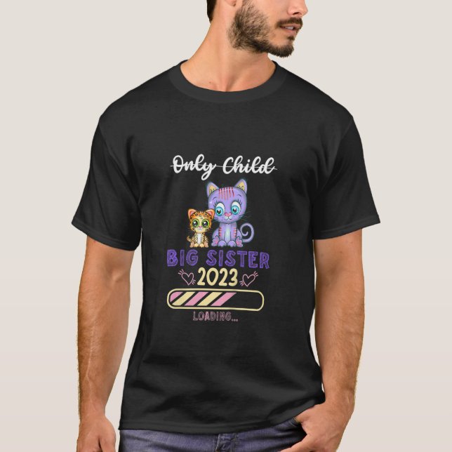 Kids Siblings Big Sister 2023 cute cat 1 T-Shirt (Front)