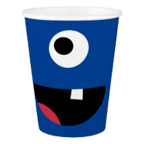 Kids Silly Monster Face Monsters Party Blue Cute Paper Cup