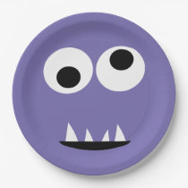 Kids Silly Monster Face Monsters Party Purple Cute Paper Plate