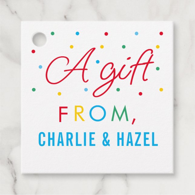 Kids Simple Rainbow Personalized Gift Tags (Front)