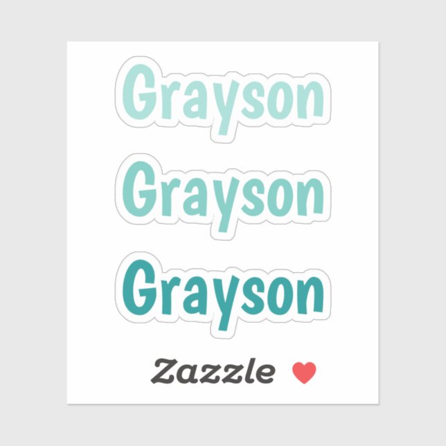 Kids Simple Typography in Teal Gradients Name Sticker (Sheet)