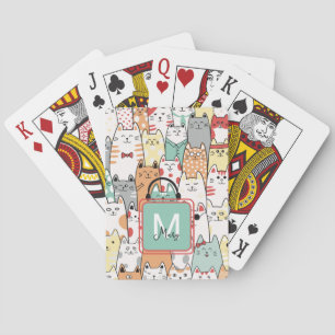 Kids Sister Birthday Cat Kitties Name Monogram Poker Cards